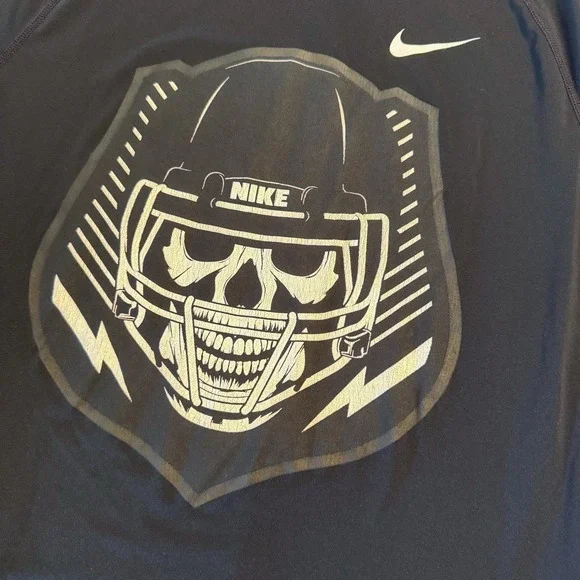 NIKE Pro Dri-Fit LARGE Compression‎ Football Skull Shirt Mens- RARE - Picture 6 of 10